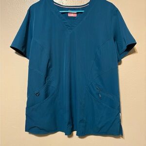 Ava Therese Teal V-Neck Medical Scrub Top Size XL